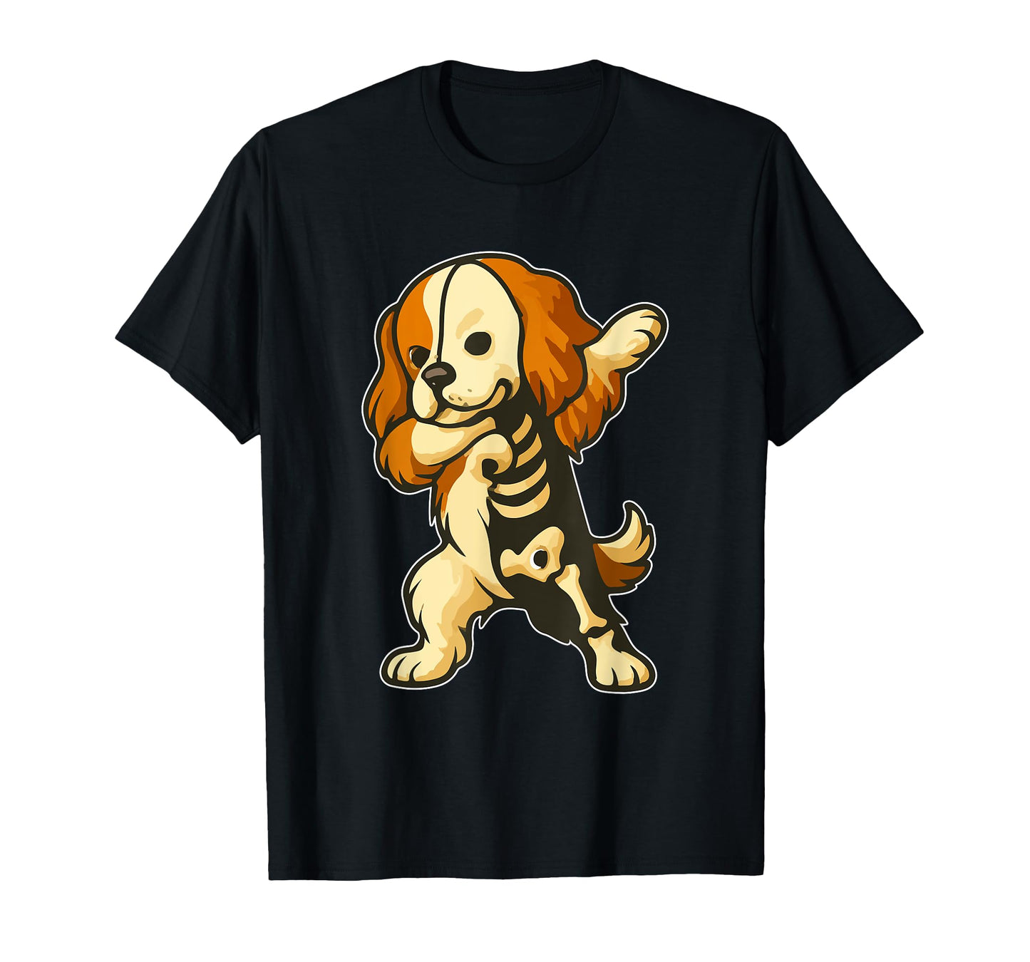 Dabbing King Charles Spaniel Half Skeleton Halloween Owner T-Shirt