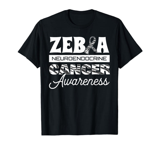 Zebra Neuroendocrine Cancer Awareness Ribbon Carcinoma Tumor T-Shirt