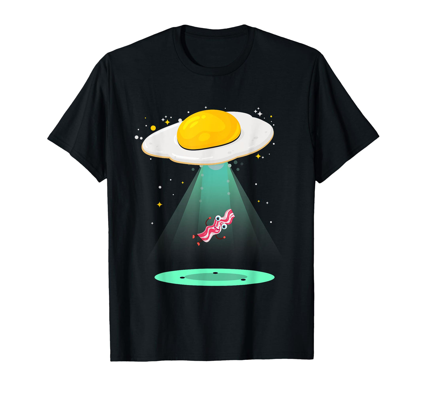 Funny Sunnyside Up Egg UFO Abduction Breakfast Bacon Lover T-Shirt