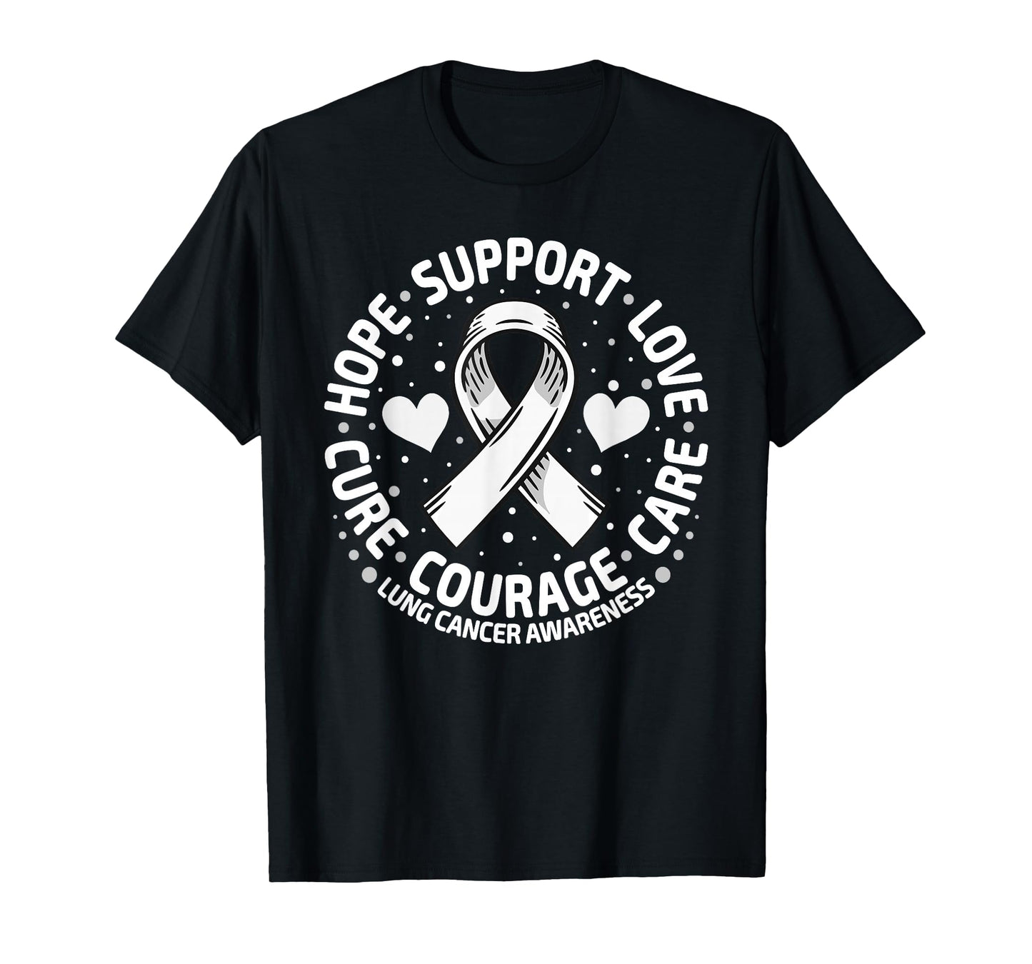 Lung Cancer Tee Family Support White Lung Cancer Awareness T-Shirt