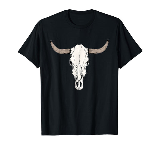 Cow Bull Cattle Skull Head Western Vintage Animal Graphic T-Shirt