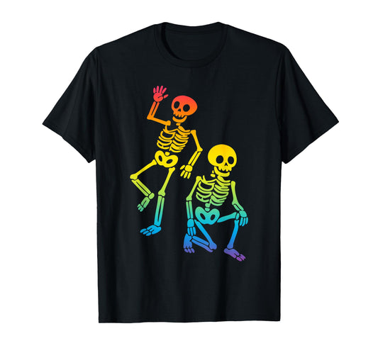 Dancing Gay Skeletons, Halloween Vibe, Queer-Positive T-Shirt