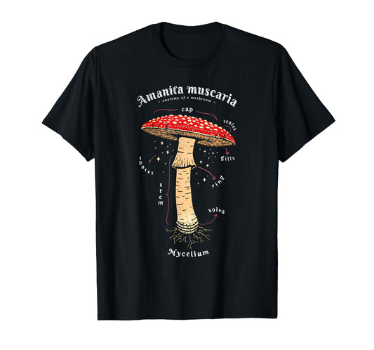 Amanita muscaria Mushroom definition latin art T-Shirt