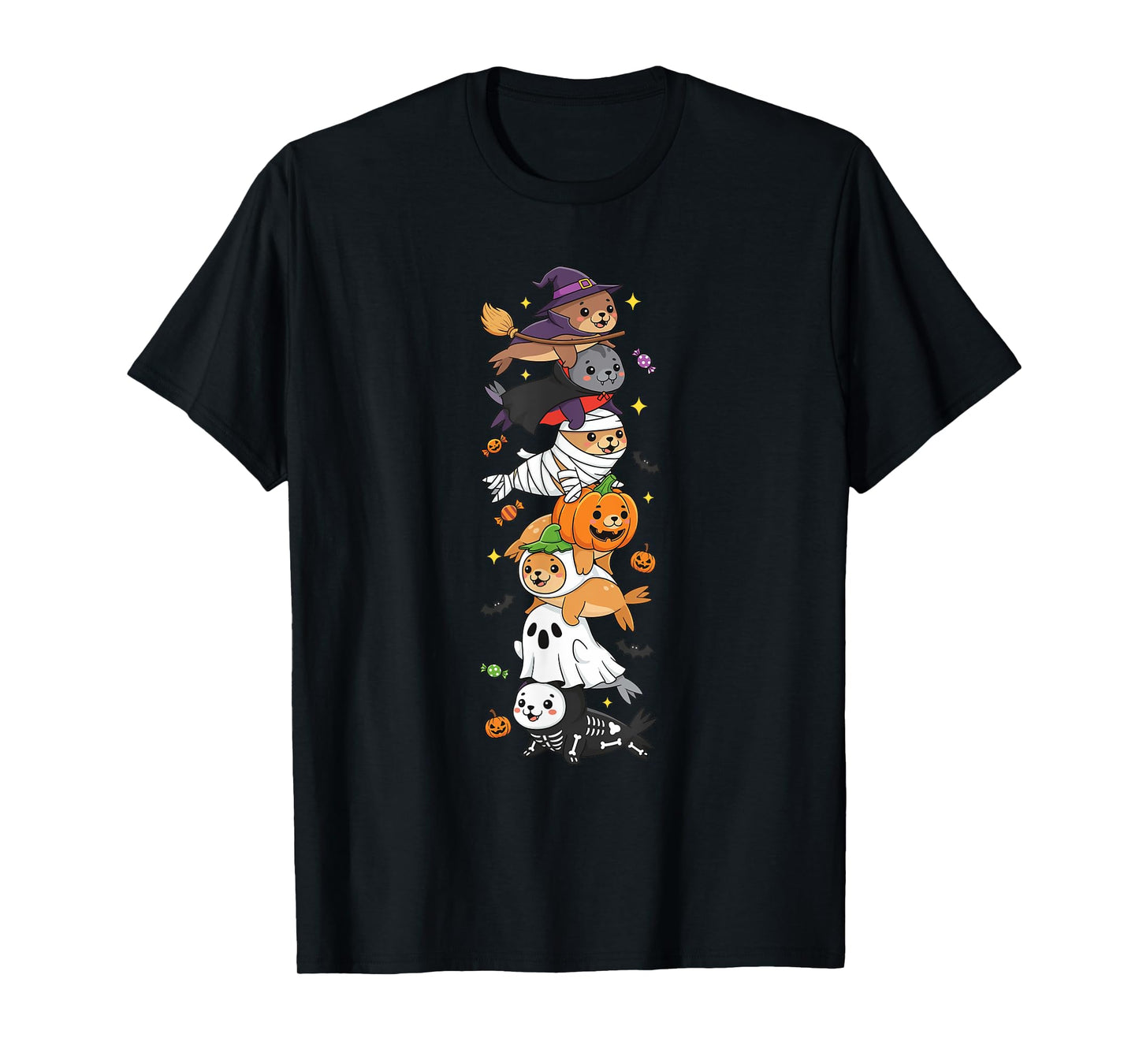 Sea Lion Witch Vampire Ghost Halloween Kids Mens Womens T-Shirt