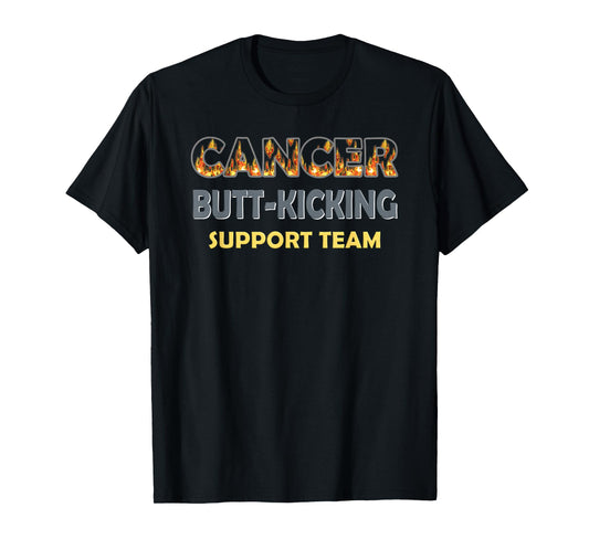 Cancer Fighting Gear Unisex-Adults Black Modern Classic Fit Short Sleeve T-Shirt Small Cancer Butt-Kicking Support Team
