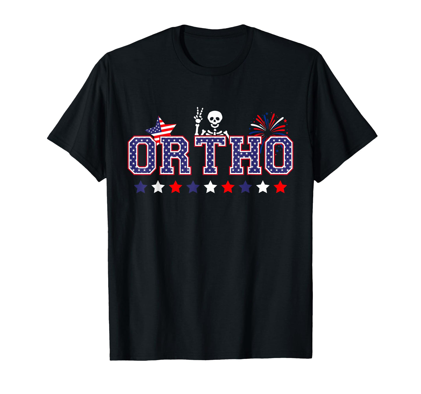 Retro Ortho Nurse Skeleton Orthopedics Patriotic 4th Of July T-Shirt