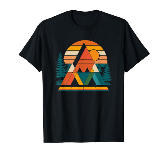 Abstract Art Mountain Sunset Nature Geometric T-Shirt