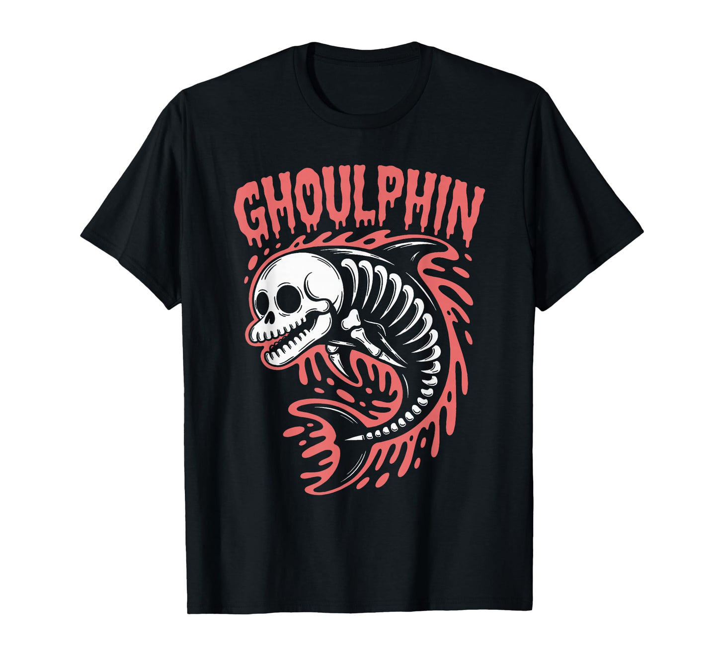 Spooky Dolphin Skeleton Halloween T-Shirt