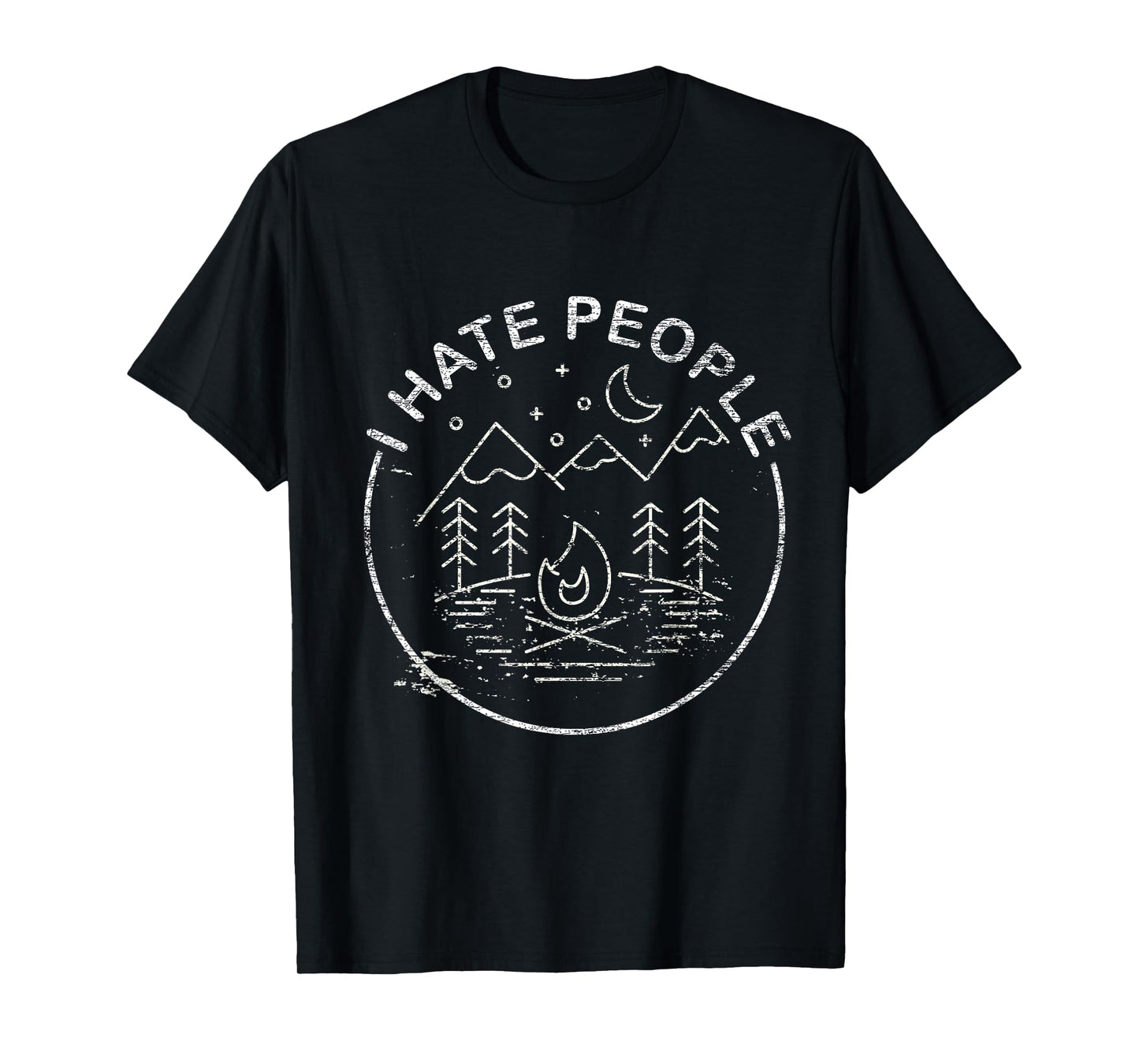 Outdoor Camping Camper Gifts & Tees I Hate People Unisex-Adults Black Cotton Polyester Short Sleeve T-Shirt Small