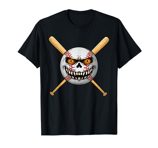 Spooky Baseball bats player Halloween Pumpkin Costume T-Shirt