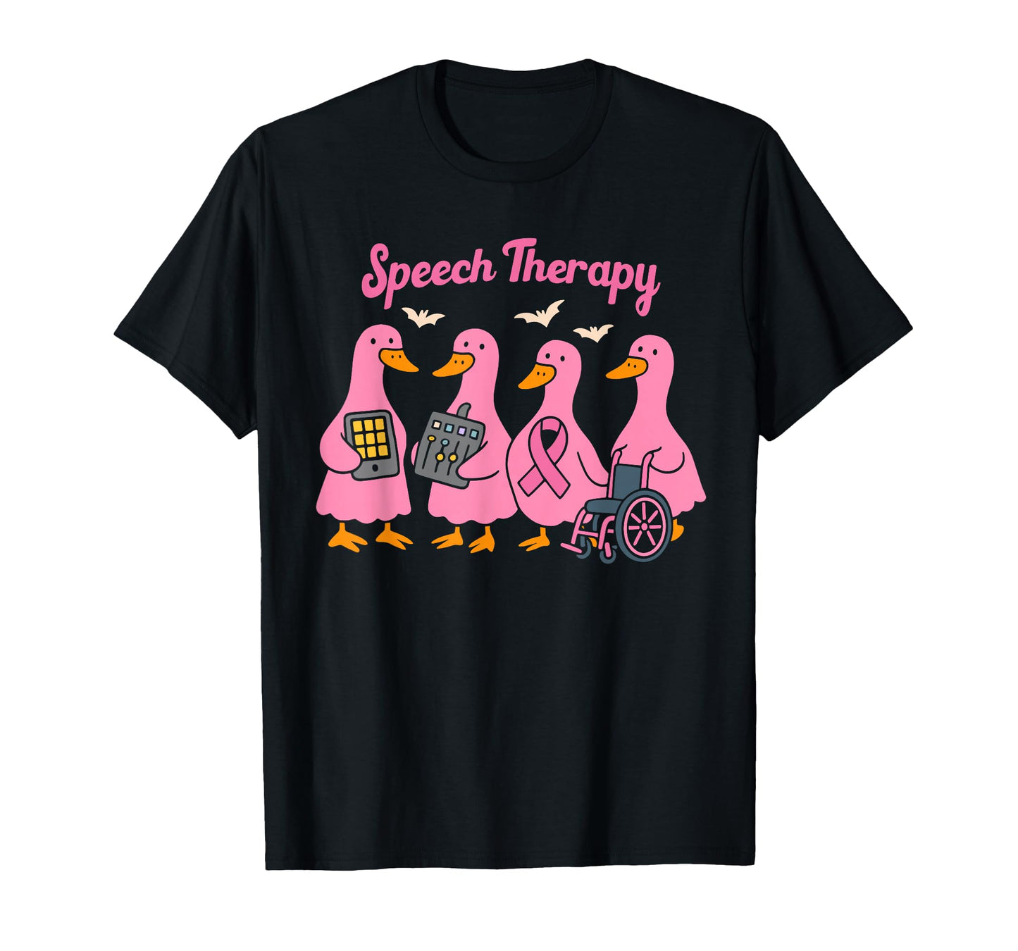 Pink Goose Ribbon Speech Language Pathologist Therapy T-Shirt