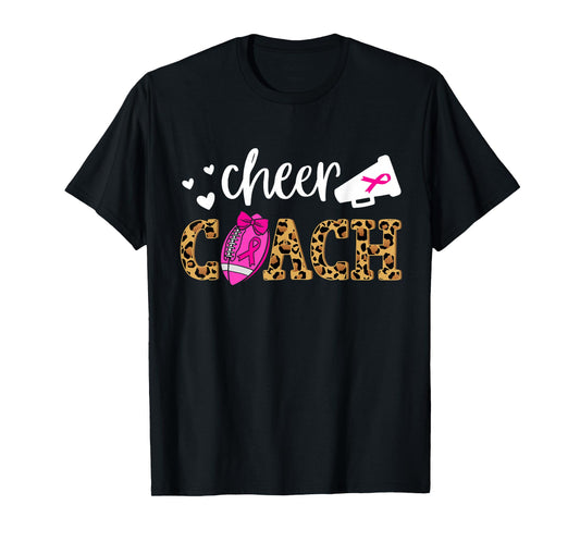 Football Cheer Coach Pink Ribbon Breast Cancer Awareness T-Shirt
