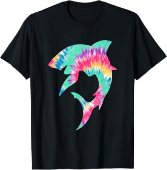 Shark Lover Shark Tie Dye Y2K Aesthetic Retro Groovy Fishing T-Shirt
