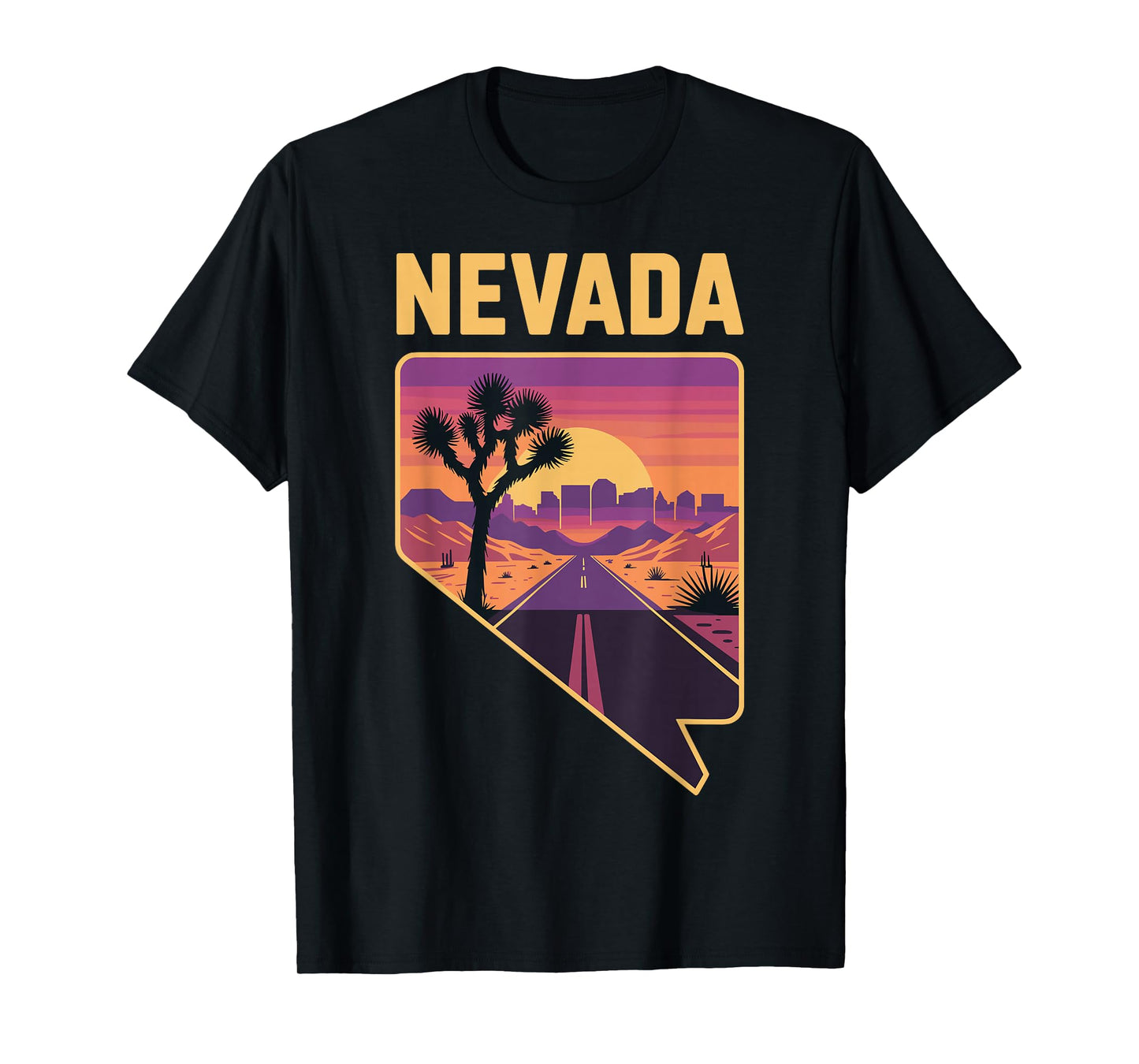 Nevada Desert Sunset Retro Trip City T-Shirt