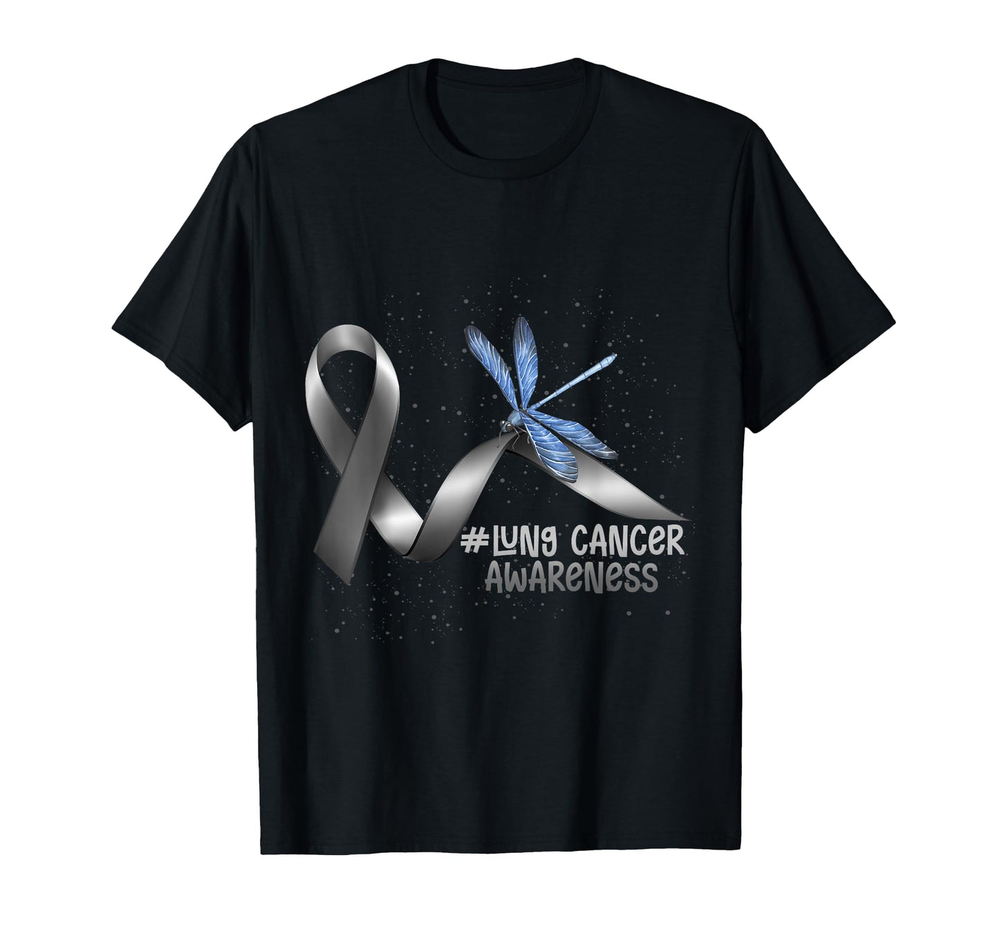 Dragonfly White Ribbon Lung Cancer Awareness T-Shirt