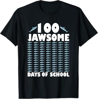 100 Jawsome Days Of School Project Shark Teacher Boy Girl T-Shirt