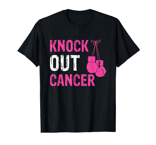 Knock Out Boxing Fight Pink Ribbon Breast Cancer Awareness T-Shirt