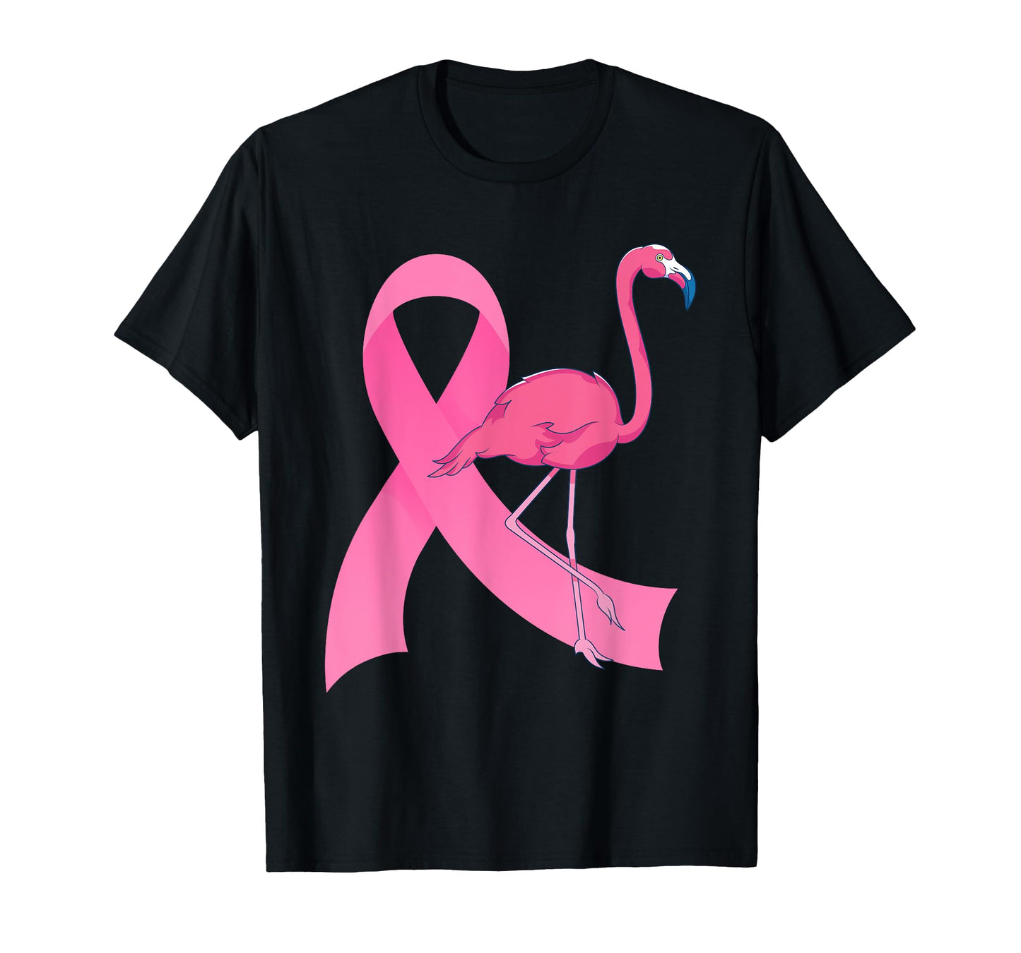 Exotic Animal Flamingo Pink Ribbon Breast Cancer Awareness T-Shirt