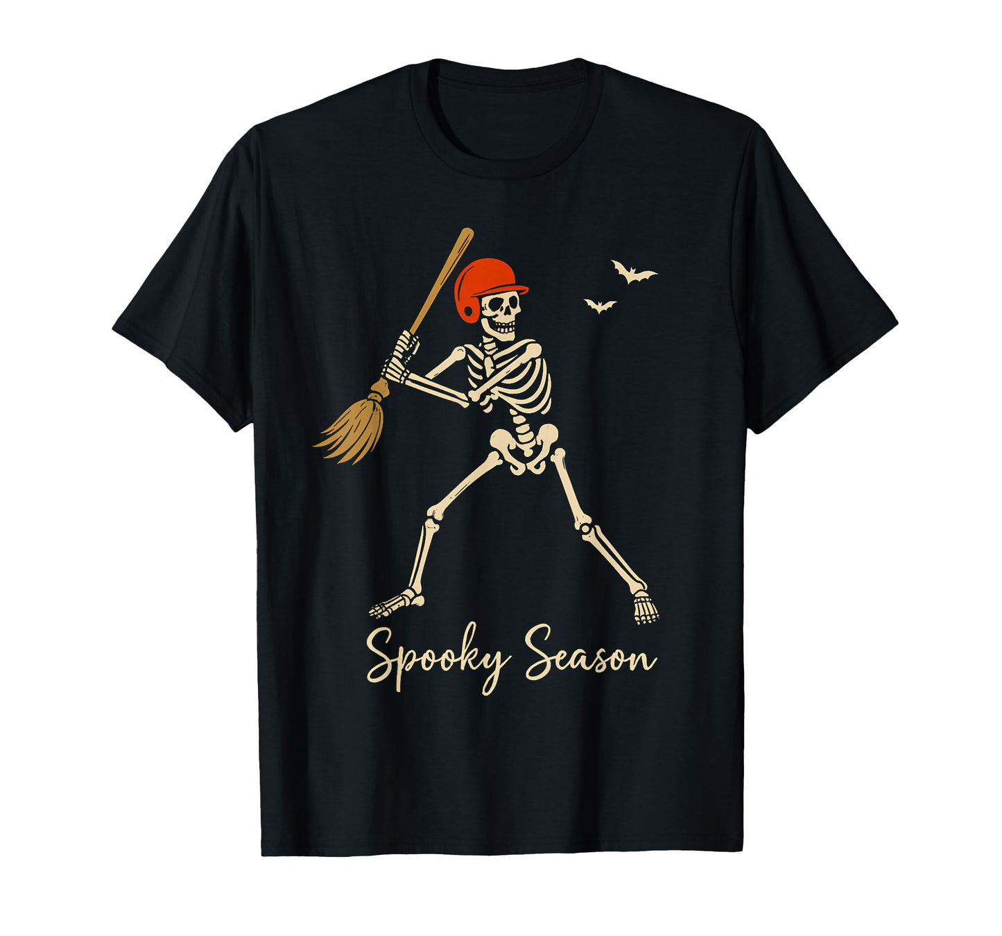 Skeleton Batter with Witch Broom Costume Vibes Basebal T-Shirt