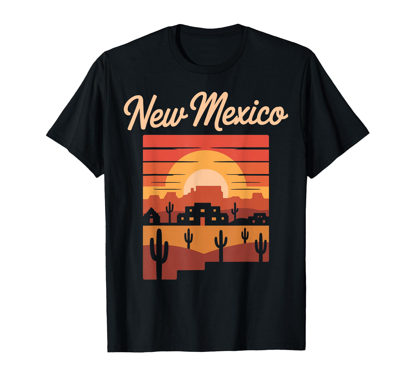 New Mexico Sunset Adobe Desert Retro Pueblo T-Shirt