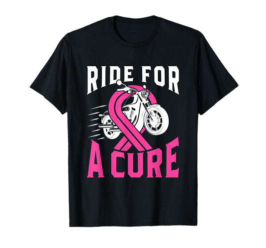 Breast Cancer Pink Ribbon Motorcycle Ride for a Cure T-Shirt