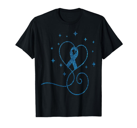 Colorectal Heart Blue Ribbon Colon Cancer Awareness Gift T-Shirt