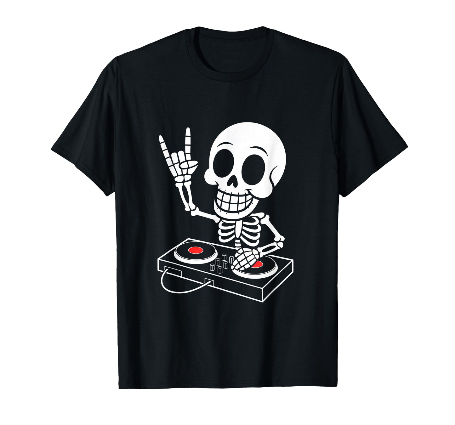 Skeleton DJ on Turntables EDM Synthesizer Rave Music Ghost T-Shirt