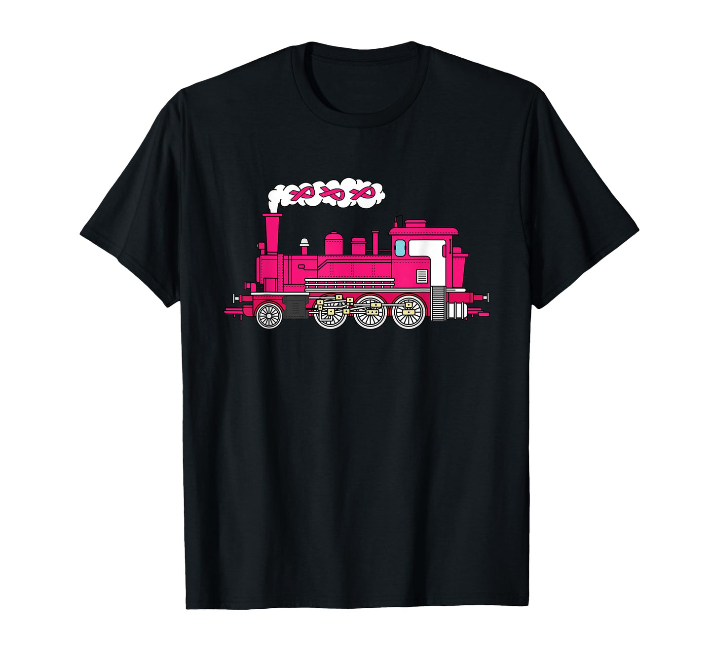 Locomotive Train Pink Ribbon Breast Cancer Awareness T-Shirt
