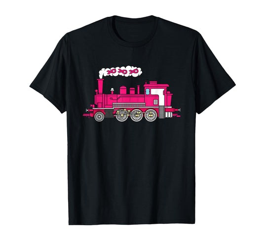 Locomotive Train Pink Ribbon Breast Cancer Awareness T-Shirt