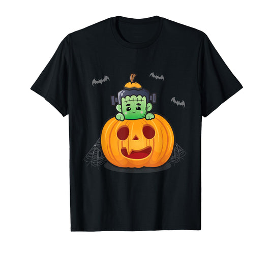 Cute Frankenstein in Pumpkin Kids Matching Halloween T-Shirt