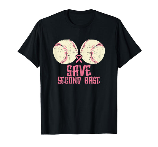 Save Baseball Boobs Softball Funny Breast Cancer Women Gift T-Shirt