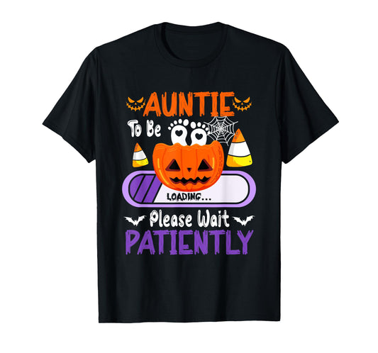 Auntie to Be Loading Halloween Pumpkin Expecting New Baby T-Shirt
