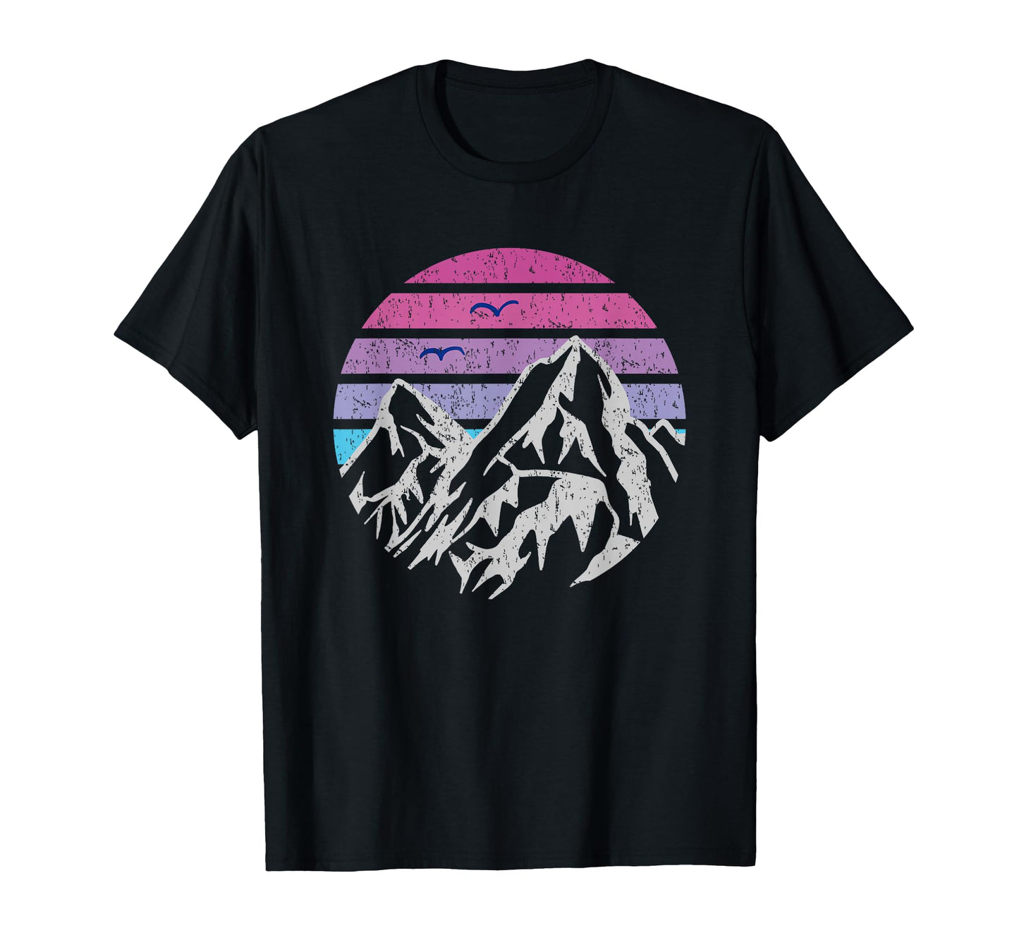 Mountains Retro Sunset Vintage Graphic Hiking Camping T-Shirt