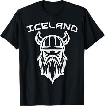 Viking Head Iceland Norse Mythology Icelandic Men Kids Women T-Shirt