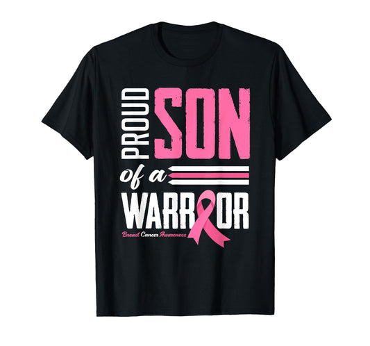 Proud Son Of A Warrior Mom Breast Cancer Awareness T-Shirt