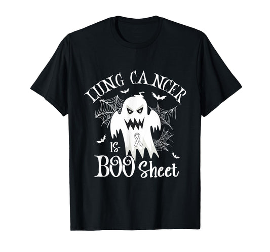 Lung cancer Is Boo Sheet White Ribbon Halloween Costume T-Shirt