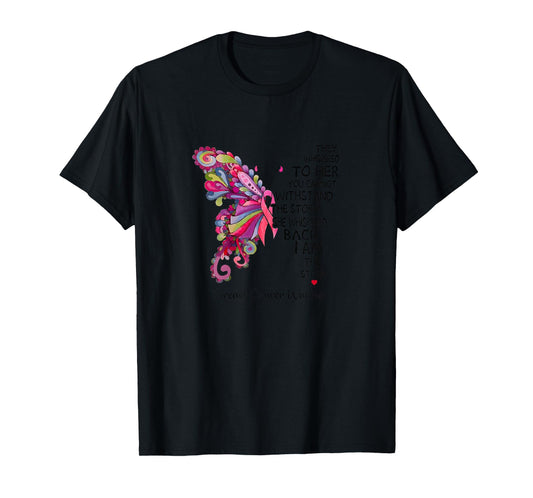 Pink Butterfly I Am The Storm Breast Cancer Warrior T-Shirt