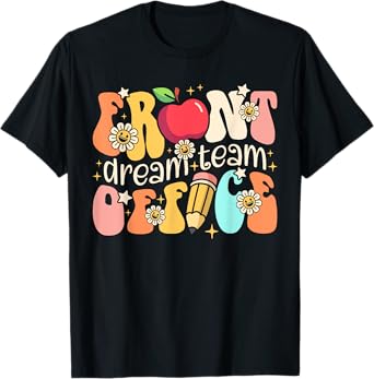 Retro Front Office Dream Team Groovy School Secretary Squad T-Shirt