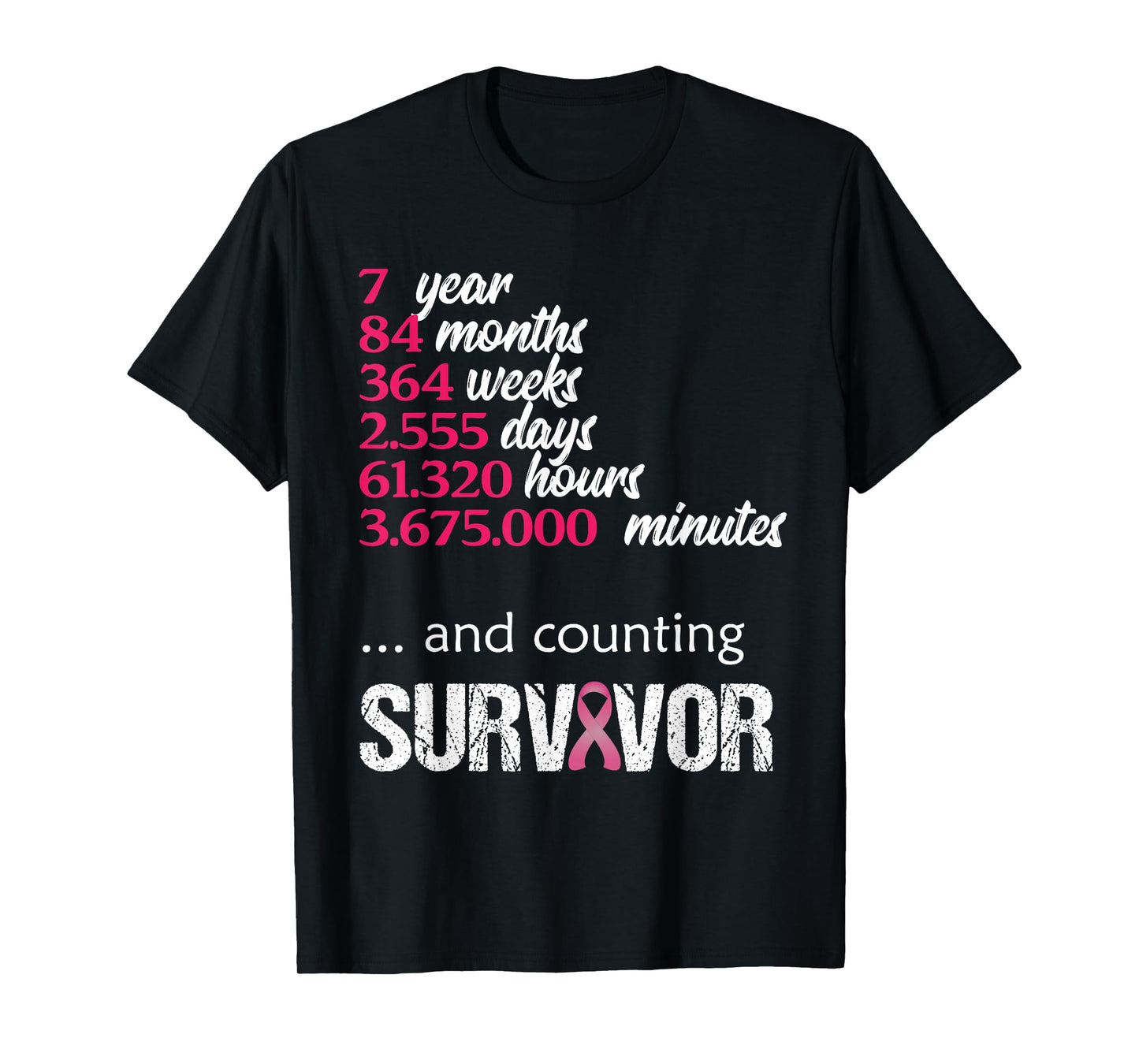 Seven 7 Years Survivor Breast Cancer Shirt Awareness Gift T-Shirt