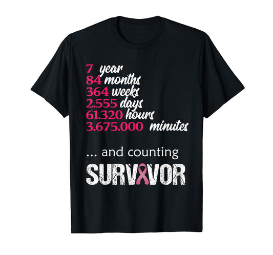Seven 7 Years Survivor Breast Cancer Shirt Awareness Gift T-Shirt