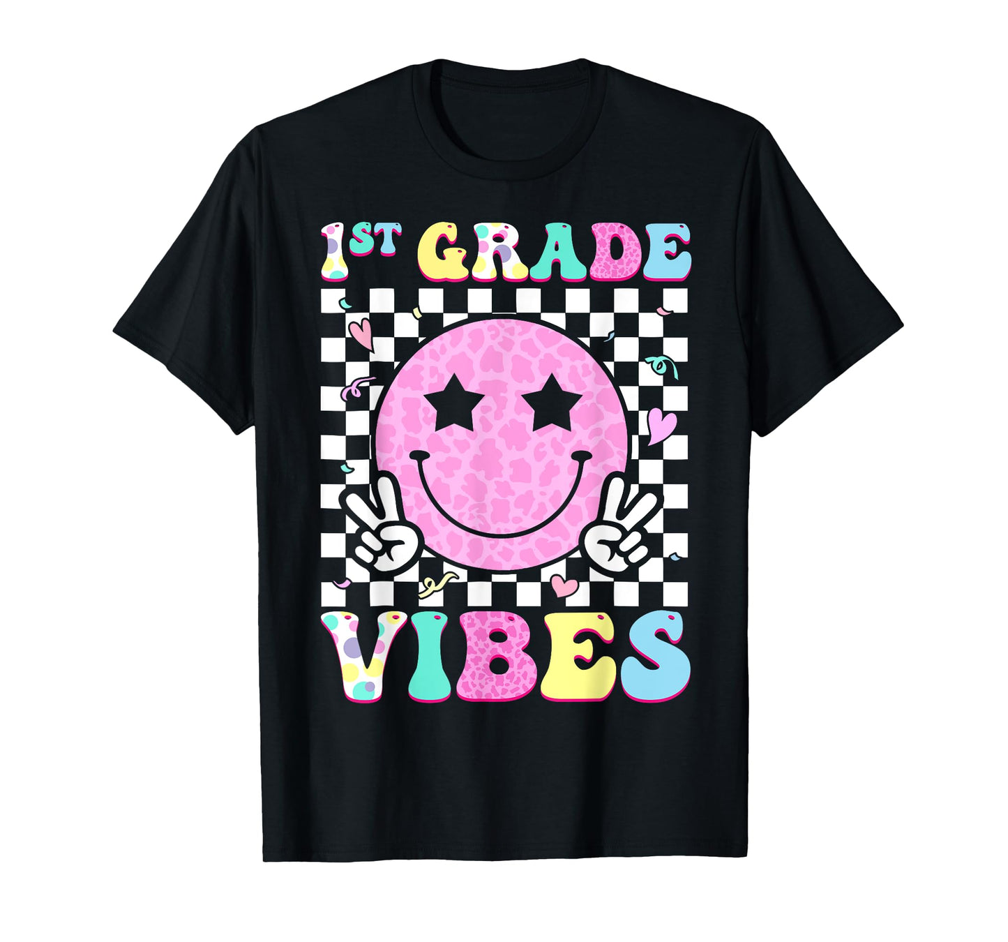 1st Grade Vibes Groovy Back to School First Grade Girls Kids T-Shirt