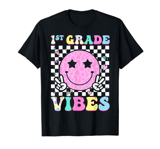 1st Grade Vibes Groovy Back to School First Grade Girls Kids T-Shirt