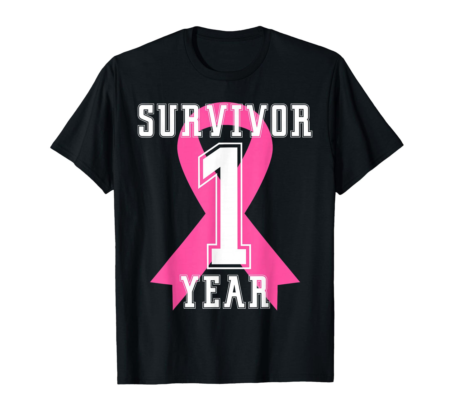1 One Year Free Survivor Breast Cancer Awareness Pink Ribbon T-Shirt