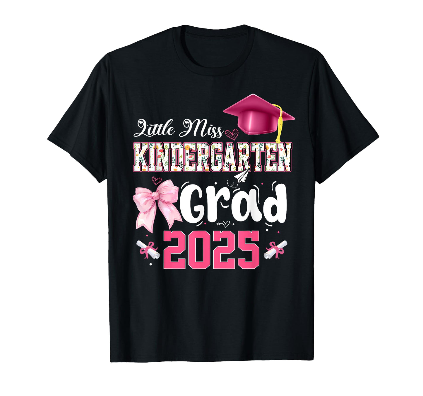 Little Miss Kindergarten Graduation Coquette Bow Graduate T-Shirt