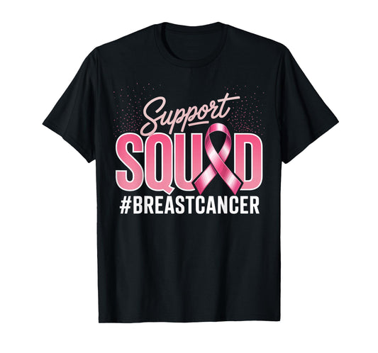 Support Squad Breast Cancer Awareness Month Pink Ribbon T-Shirt