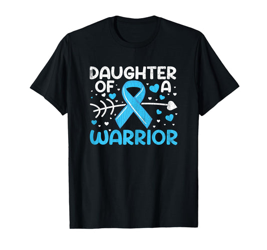 Daughter Of Warrior Prostate Cancer Awareness Blue Graphic T-Shirt