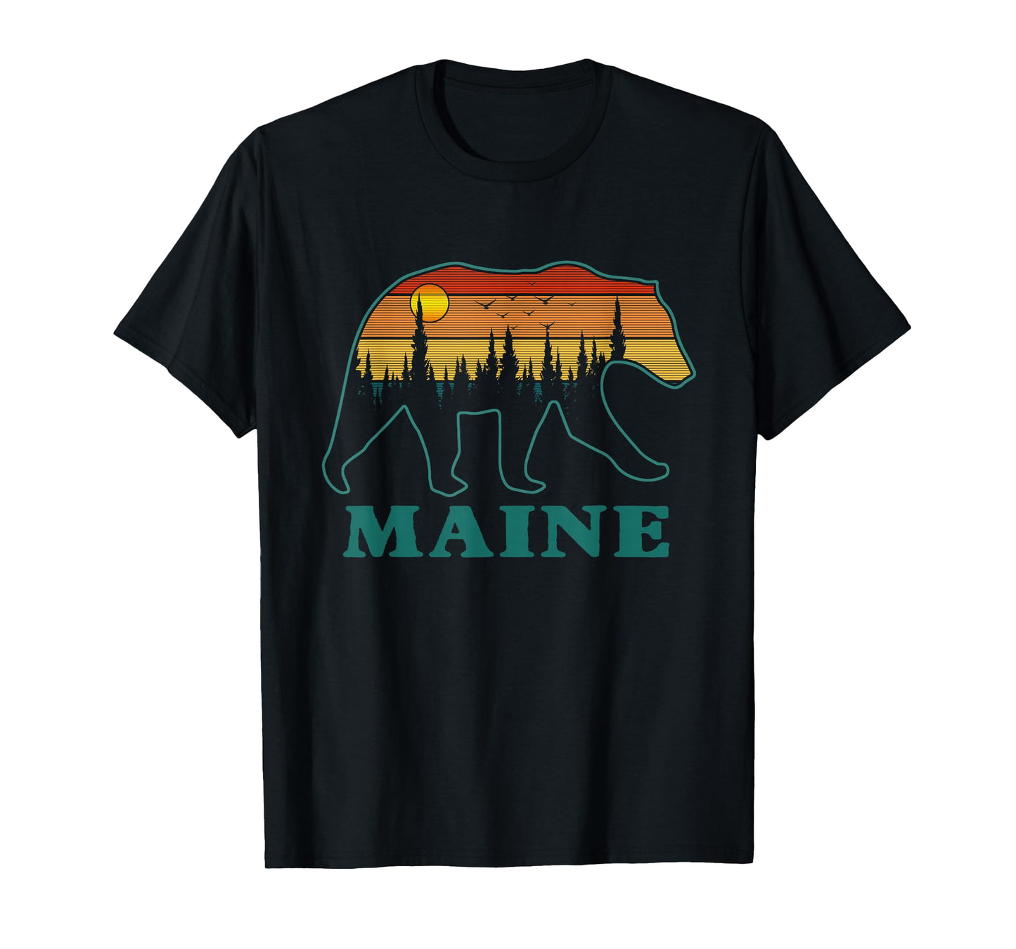 Retro Maine Grizzly Bear Nature Camping Mountain Hiking T-Shirt