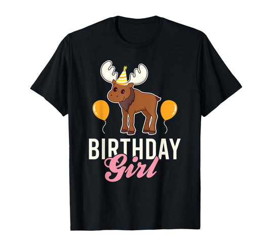 Cute Moose Birthday Girl Kawaii T-Shirt