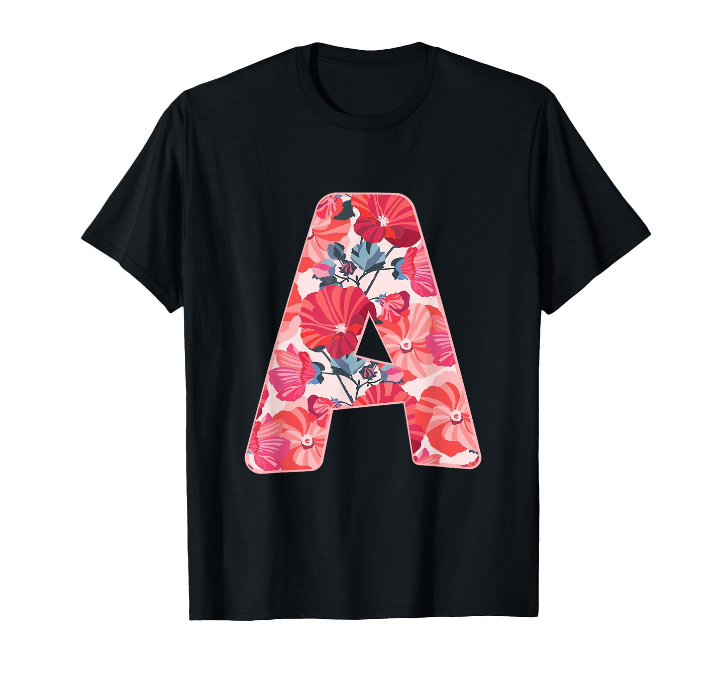 letter a sign alphabet last name vowel flower nature gift T-Shirt