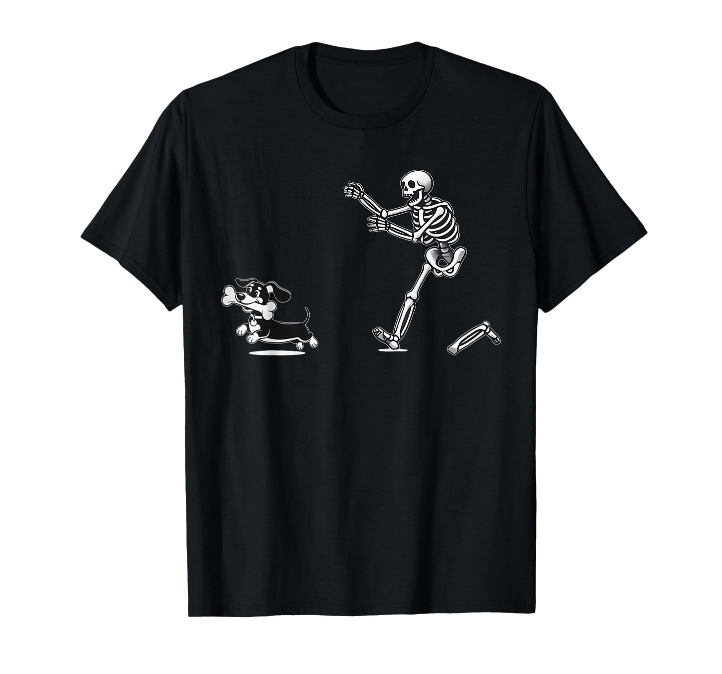 Skeleton Chasing Dachshund Halloween Dog Mom Animal Lover T-Shirt